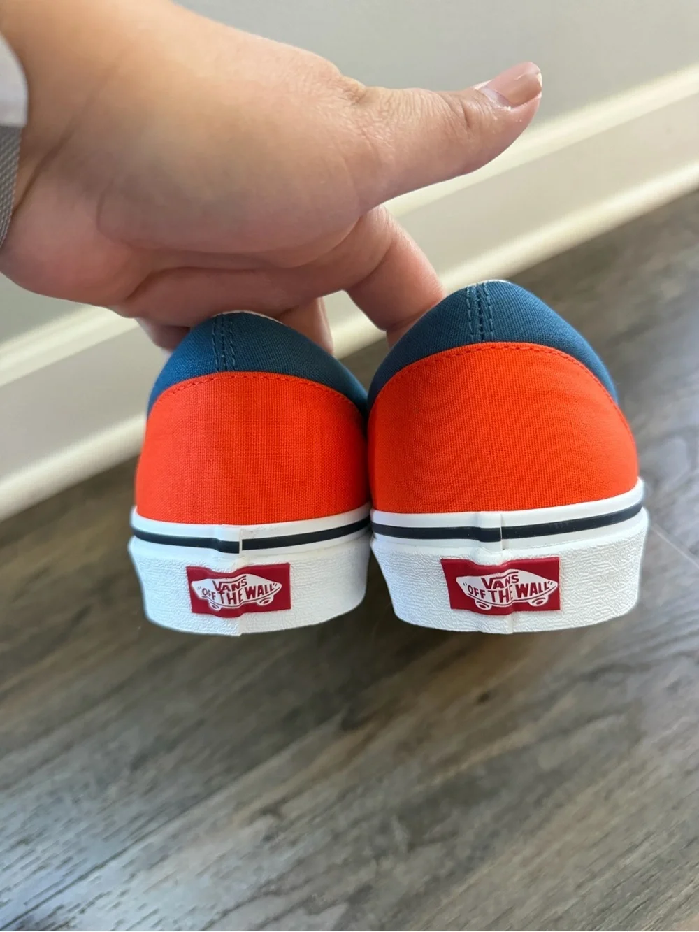 Vans Custom Men's Era Blue & Orange Canvas Lace-Up Sneakers Size 11